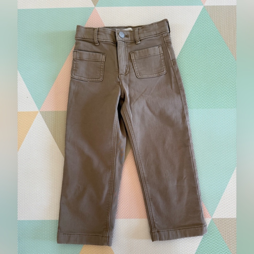 Crewcuts Girls Casual Cotton Wide Leg Utility Pants - Taupe Brown Size 5 NWOT